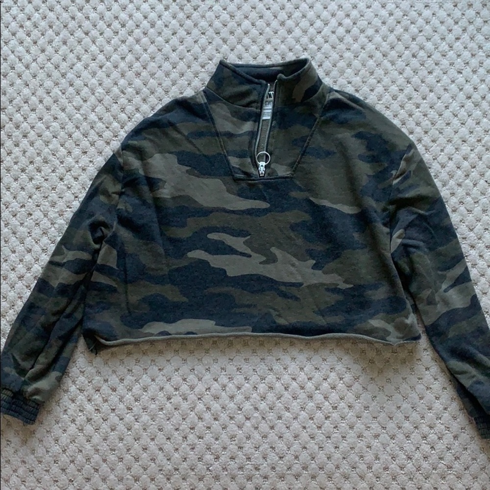 PINK camo cropped sweater